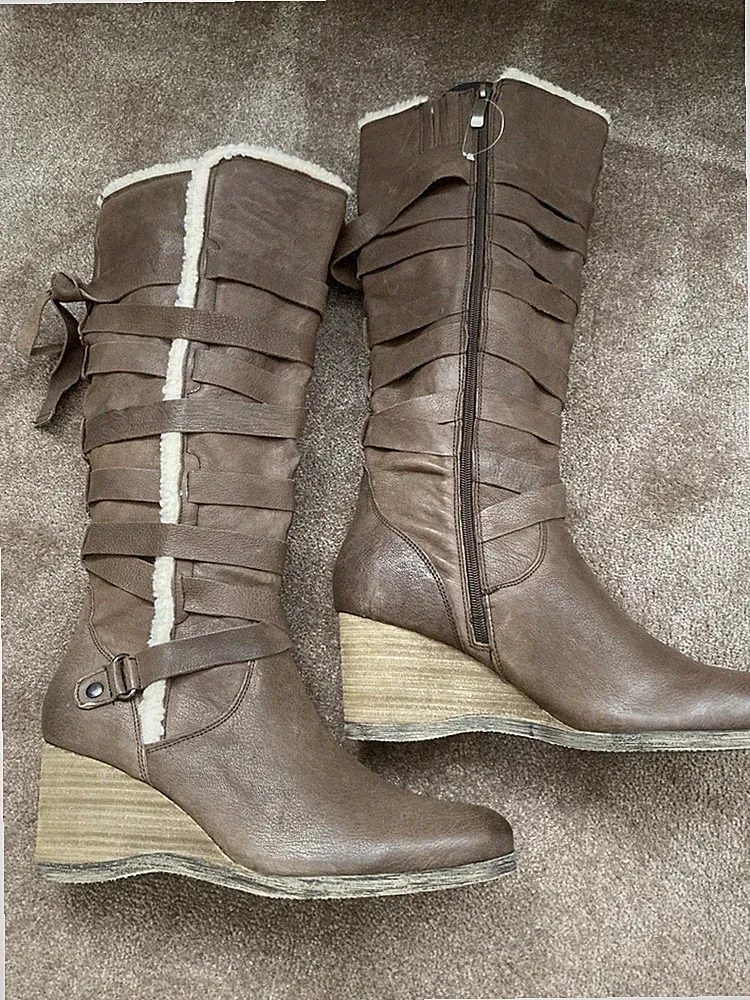 Vintage Damen Stiefel, Wedges, kniehohe Lederstiefel NEU mit Etikett & OVP!!!