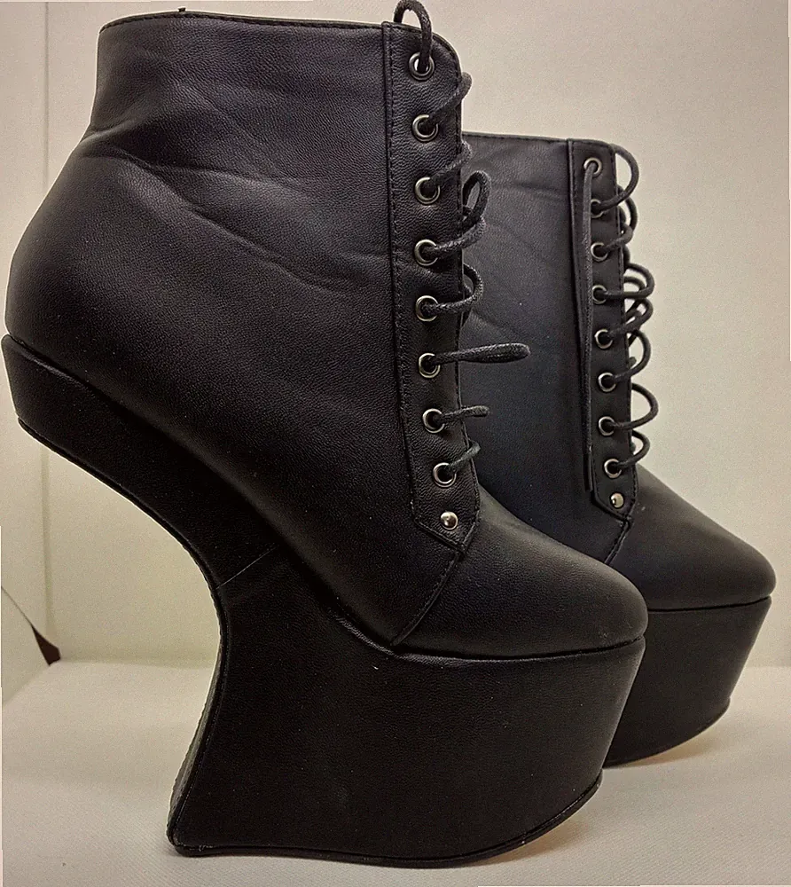 Vintage Odeon Damen Stiefelette mit Keilabsatz, Schwarz, Größe 37