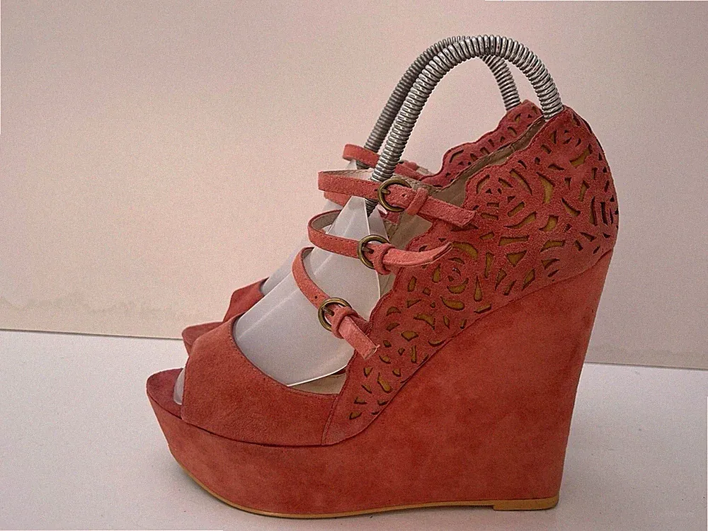 Vintage Rosa Wildleder KG Kurt Geiger Plateau Sandalen Gr. EU 40