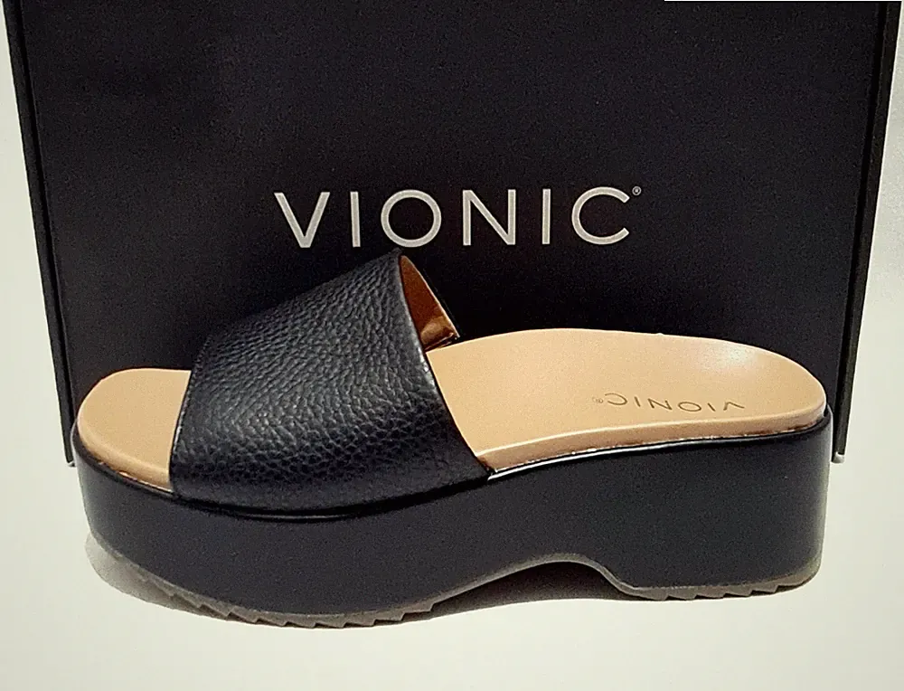 Vionic Sandalen Gr. 6,5 UK "Trista" schwarz Leder Plateau Sandale
