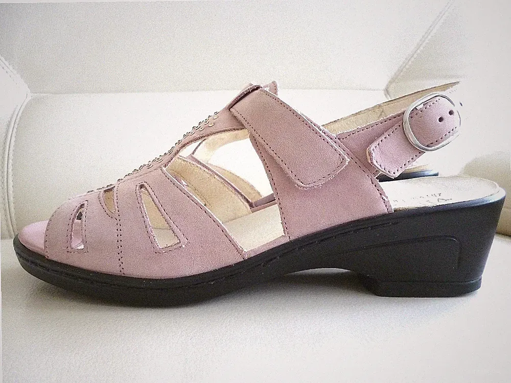 Vitaform Komfort Sandalen Echtleder Rosè Glitzer Gr.40H ✅NEUw. Einlagen NP 100 €