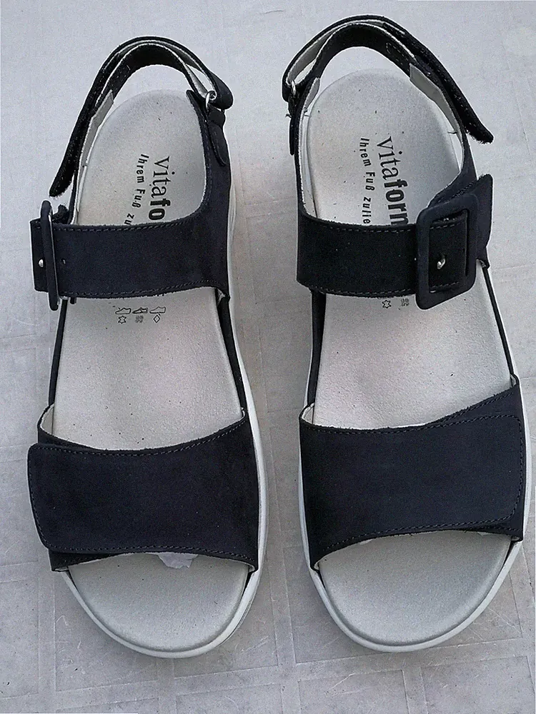 Vitaform Velourleder Sandalen Gr.41,marineblau,Weite H ,NEU in OVP