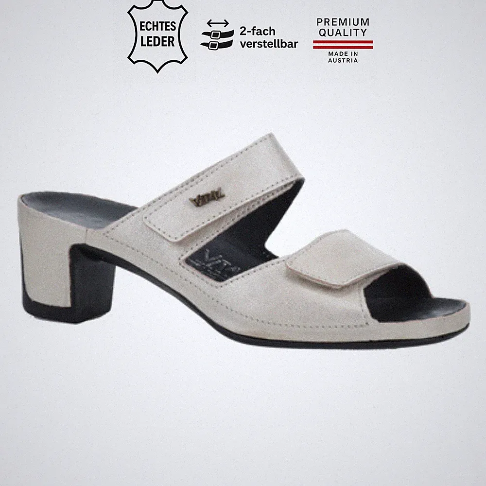 VITAL Damen Pantolette JOY Echtleder Keilabsatz Komfort Klett Sandale Gr. 35–42