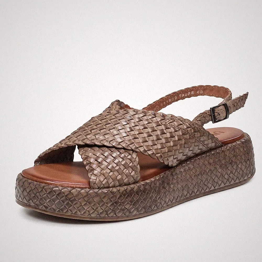 Vueva Leder Sandalen mit Keilabsatz beige - Damen Schuhe Sandalen Keilabsatz und Plateau