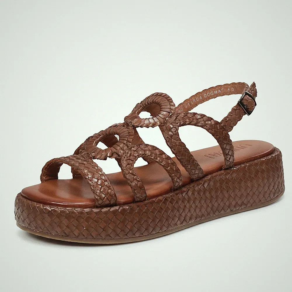 Vueva Leder Sandalen mit Keilabsatz braun - Damen Schuhe Sandalen Keilabsatz und Plateau