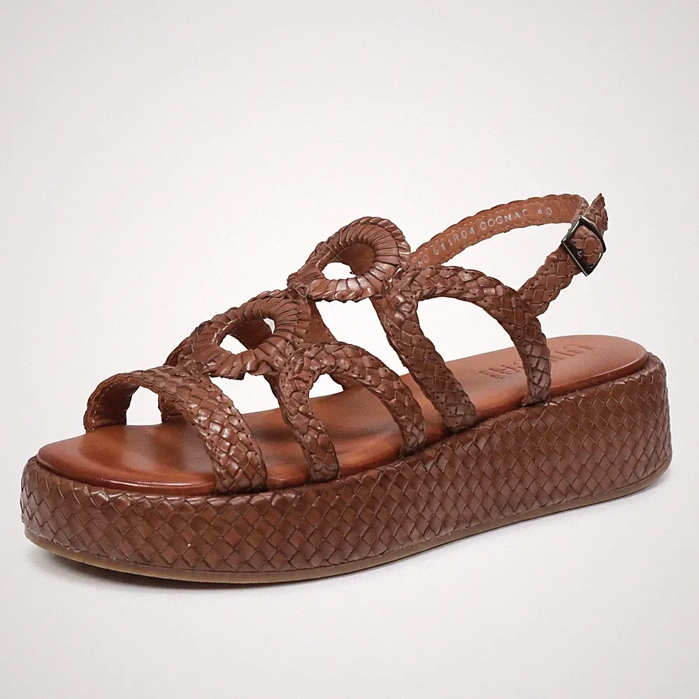 Vueva Leder Sandalen mit Keilabsatz braun - Größe 37 Damenschuhe Sandalen