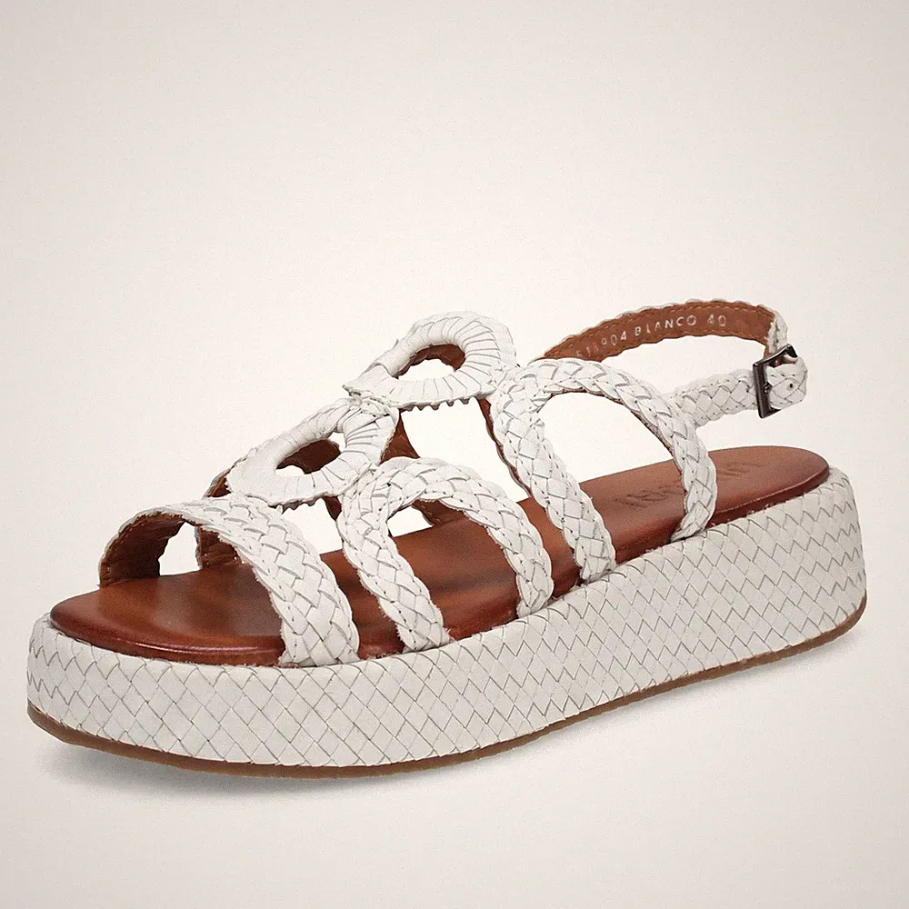 Vueva Leder Sandalen mit Keilabsatz weiß - Damen Schuhe Sandalen Keilabsatz und Plateau