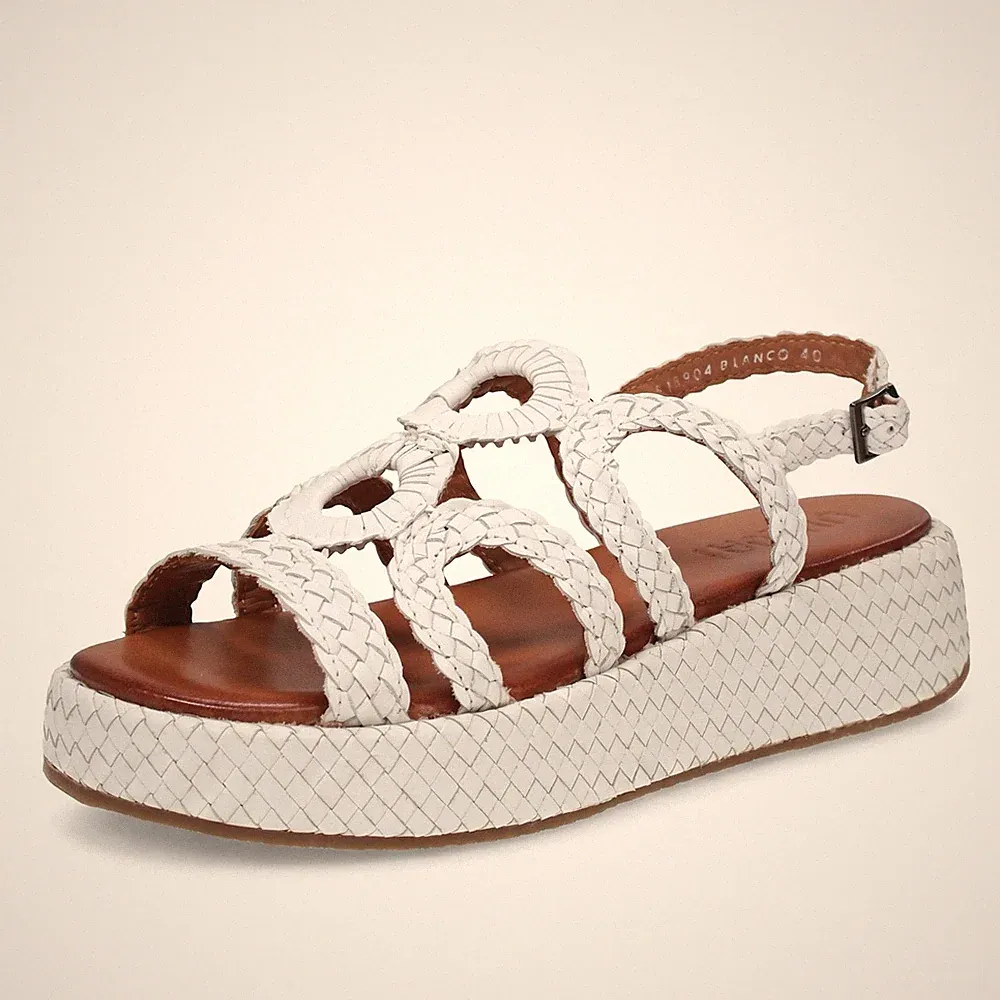 Vueva Leder Sandalen mit Keilabsatz weiß - Größe 38 Damenschuhe Sandalen