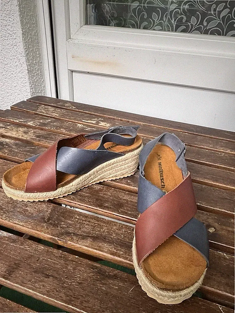 WALBUSCH Damen LEDER Sandalen Gr-37, Keilabsatz, Neuwertig