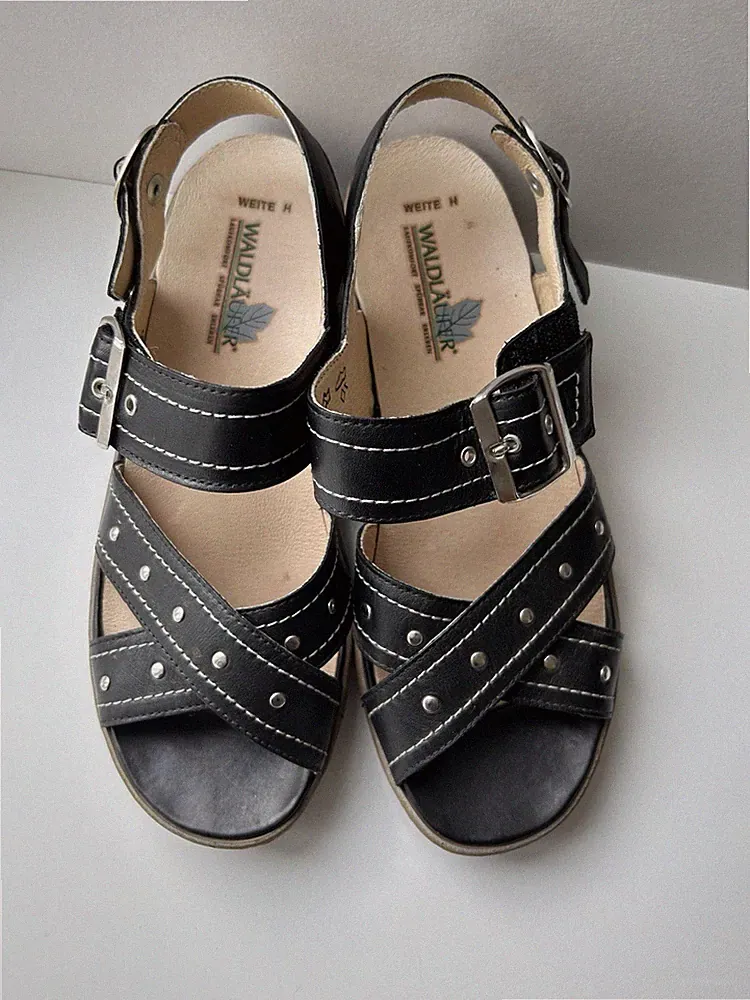 Waldläufer Damen Sandale Sandalette 37 Sommer Weite H Keilabsatz Luftpolster