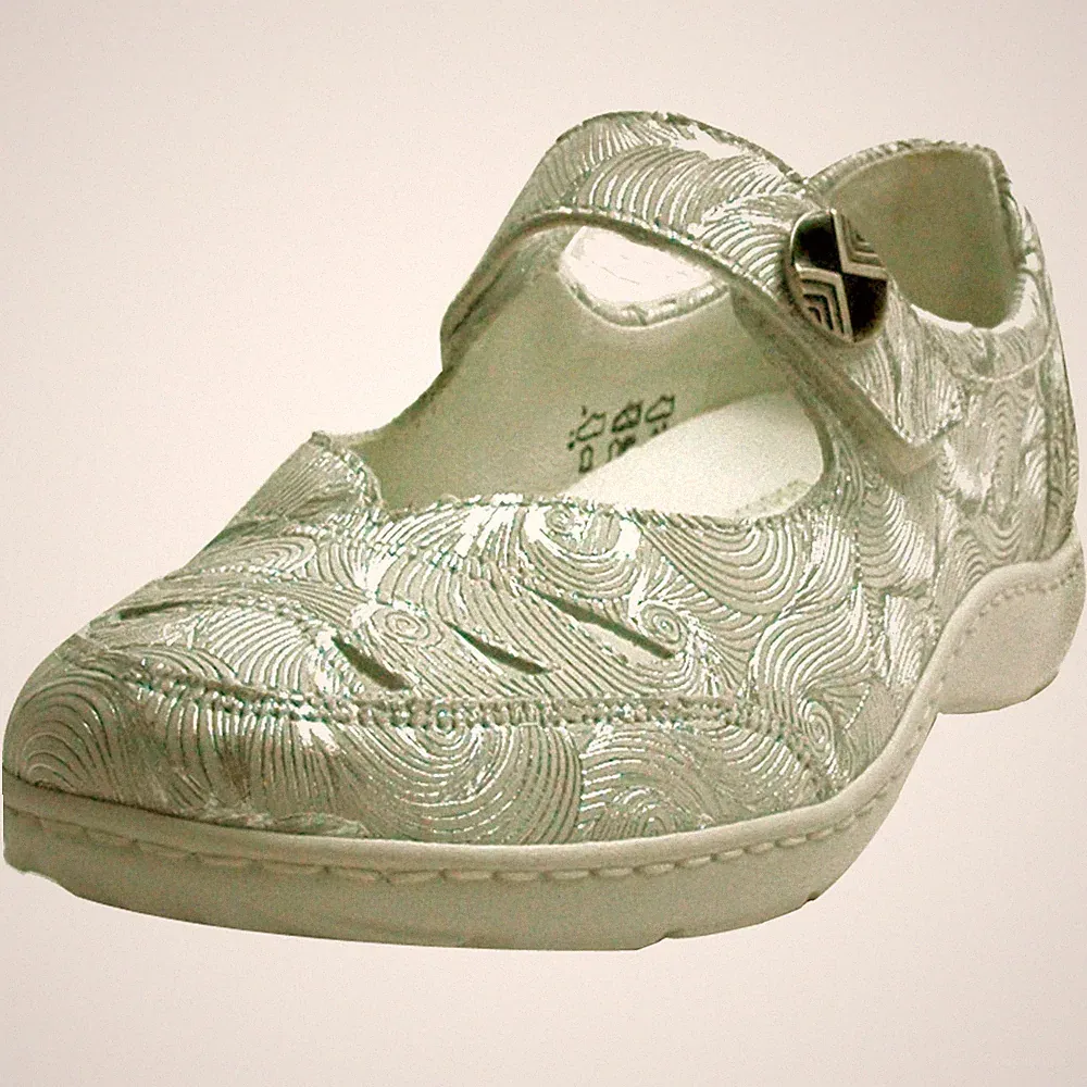 Waldläufer Damenslipper Henni, weiß-silber