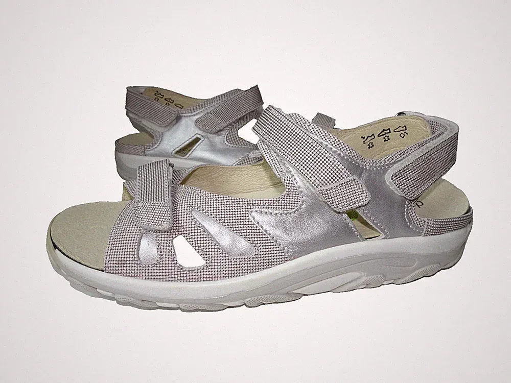 WALDLÄUFER Dynamic Klett Trekking Sandalen Silber/Grau Gr. 8 Gr. 42 Weite H NEU!