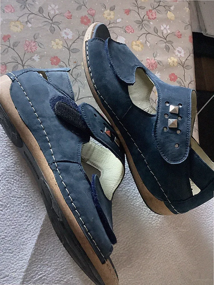 Waldläufer, Gr.38,5, Blau, Sandale, Veloursleder, Klettverschluss, Weite H