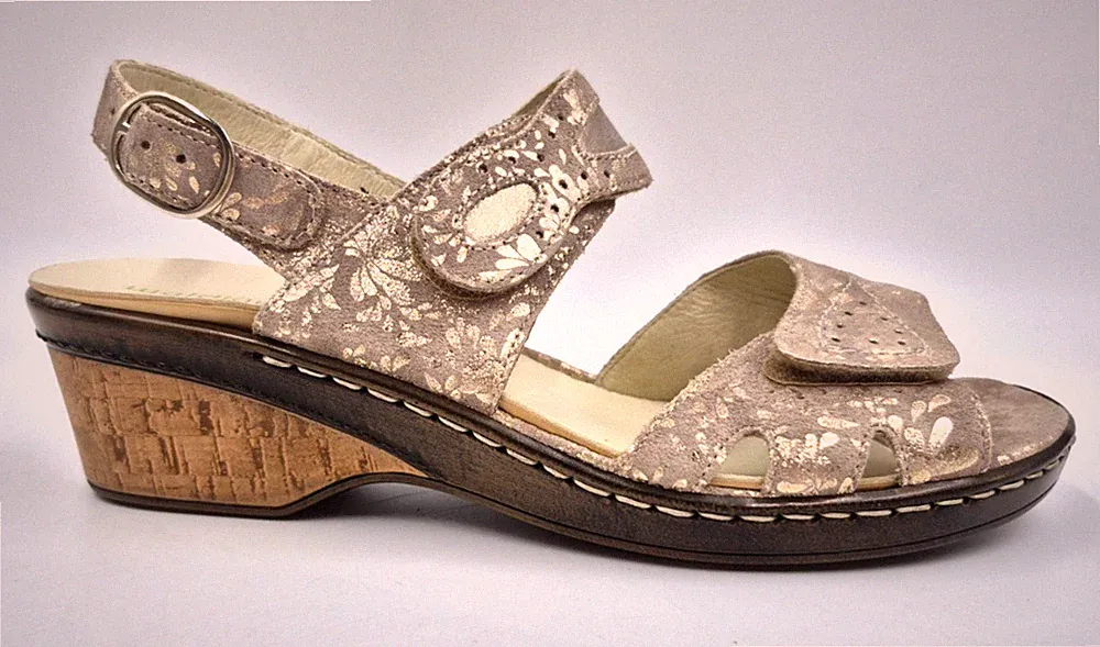Waldläufer HETTA Lightgold Gr. 41 Damen Leder Sandalen UVP: 99,95€ (5748)