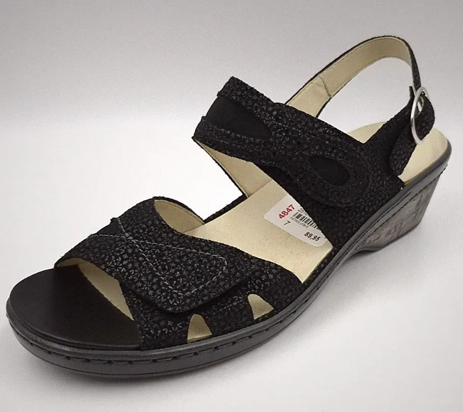 Waldläufer HETTA Schwarz Gr. 40,5 Damen Leder Sandalen UVP: 99,95€ (5705)