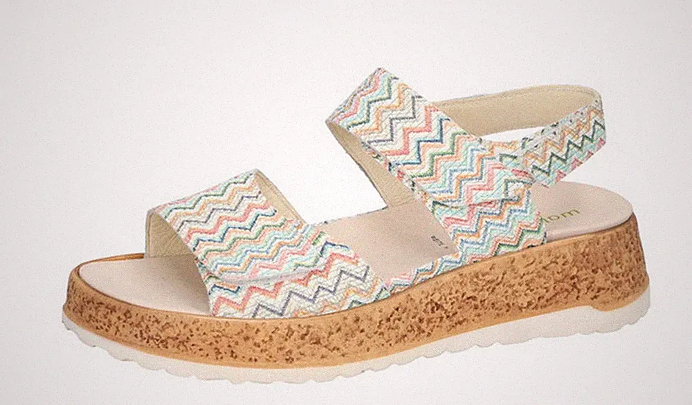 Waldläufer Sandale Libby Bunt Leder Keilsandale Sommerschuh Einlage Extraweit