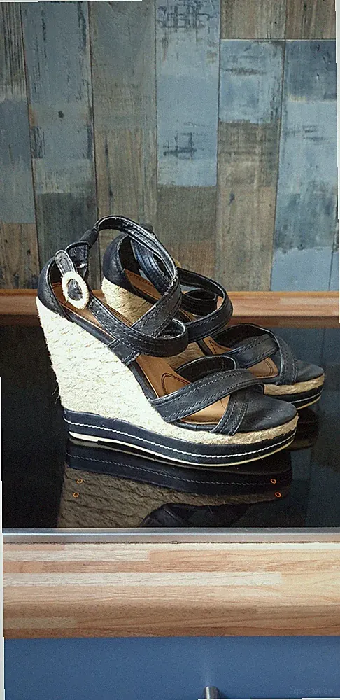 Wedges Sandalen mit Plateau Sohle (2,5 cm) Schwarz Absatzhöhe (12,5 cm) Gr. 38