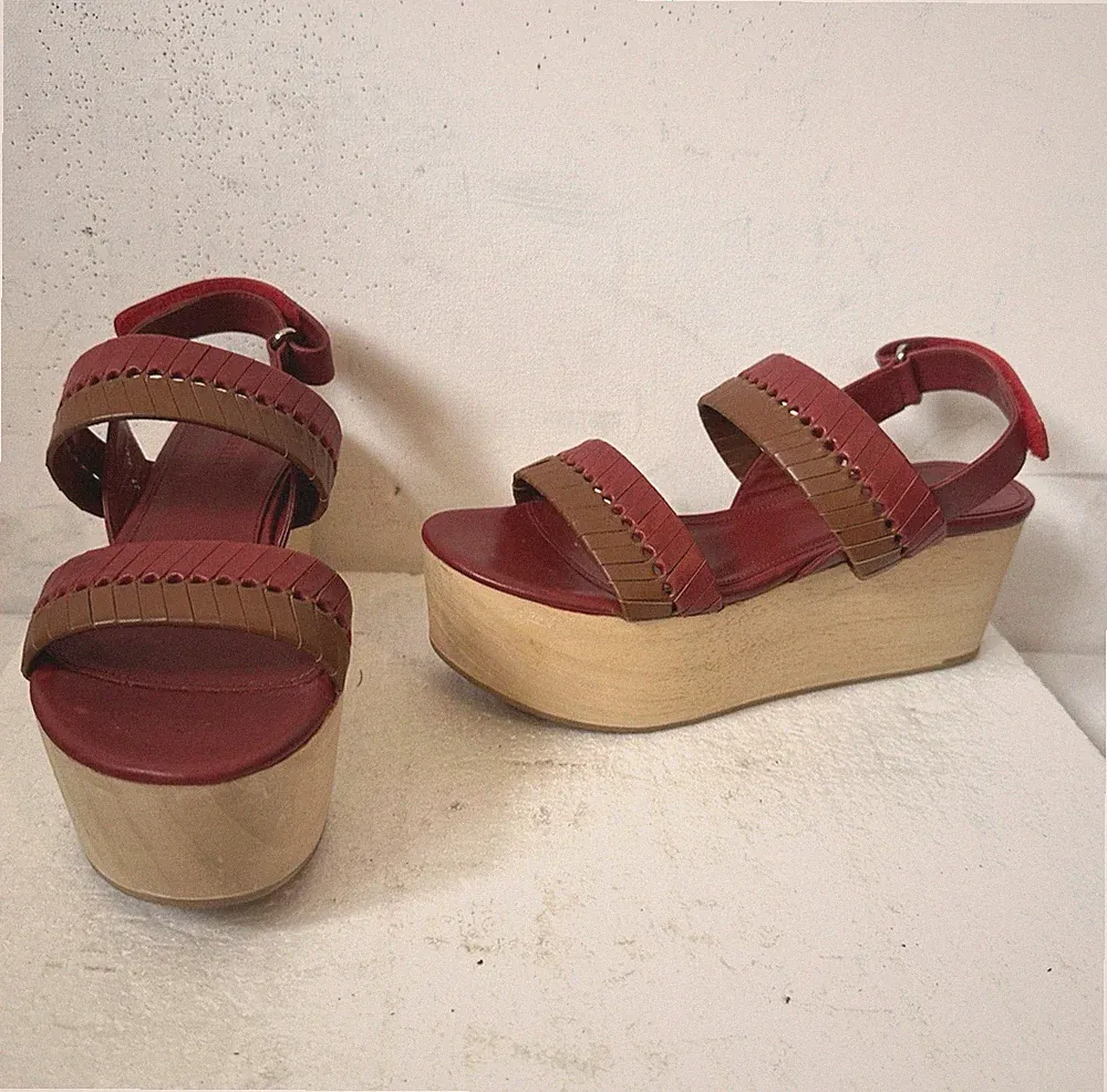 Whistles Plateau Leder Sandalen Größe UK 4 EU 37 Made in Spain **