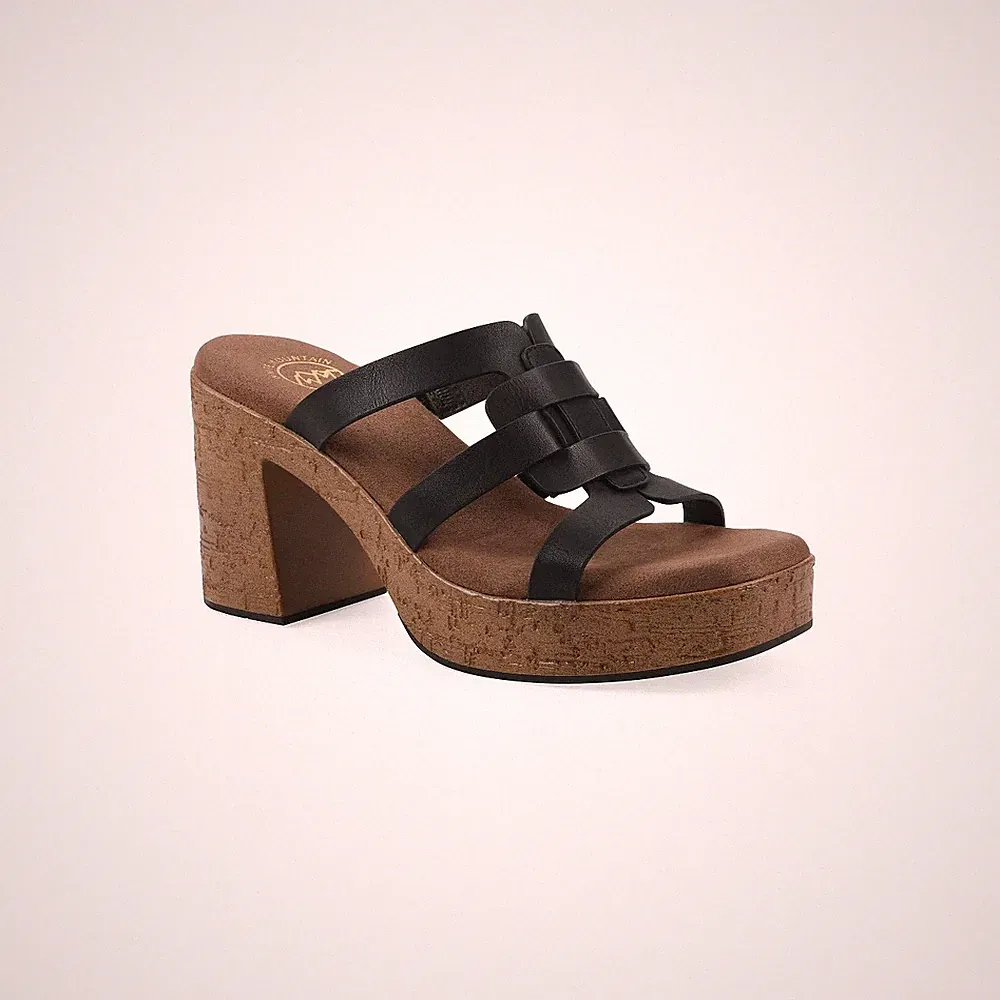 White Mountain Barillo Women corked heel Platform Sandal With Ankle Strap
