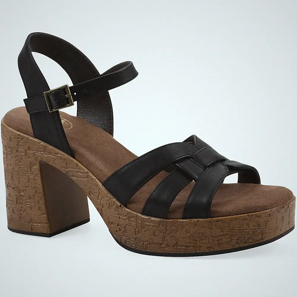White Mountain Barista Women corked heel Platform Sandal With Ankle Strap