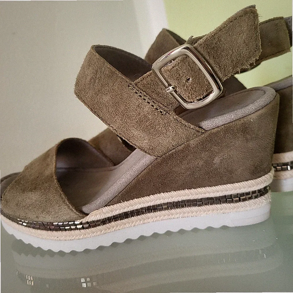 wNEU✔️Gabor Damen Sandale Sandalen Sandalette Schuhe Leder 36 Olivgrün