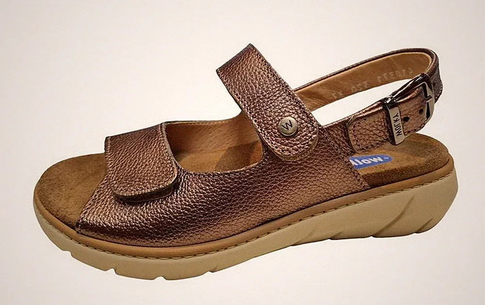 Wolky Sandale Corfu Floater Bronze Leder Sandaletten Klettverschluss Einlage