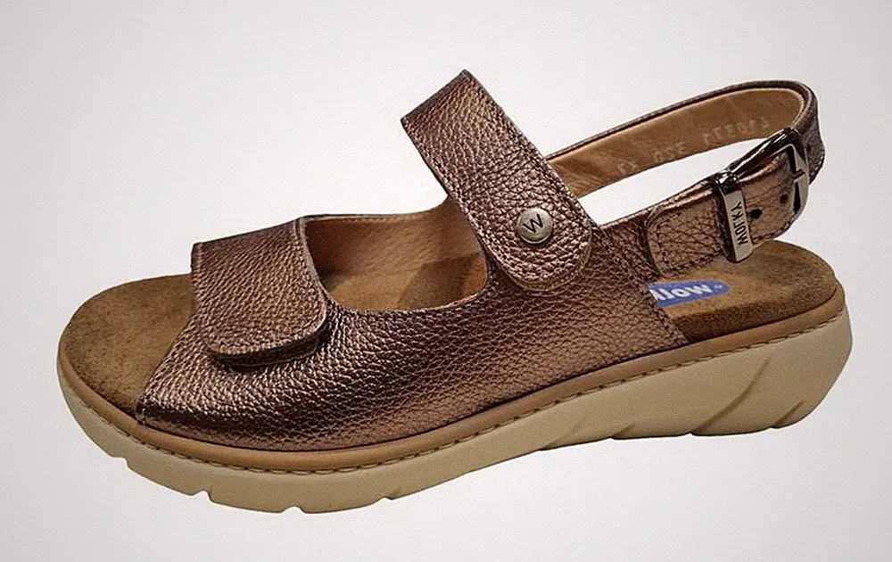Wolky Sandale Corfu Floater Bronze Leder Sandaletten Klettverschluss Einlage