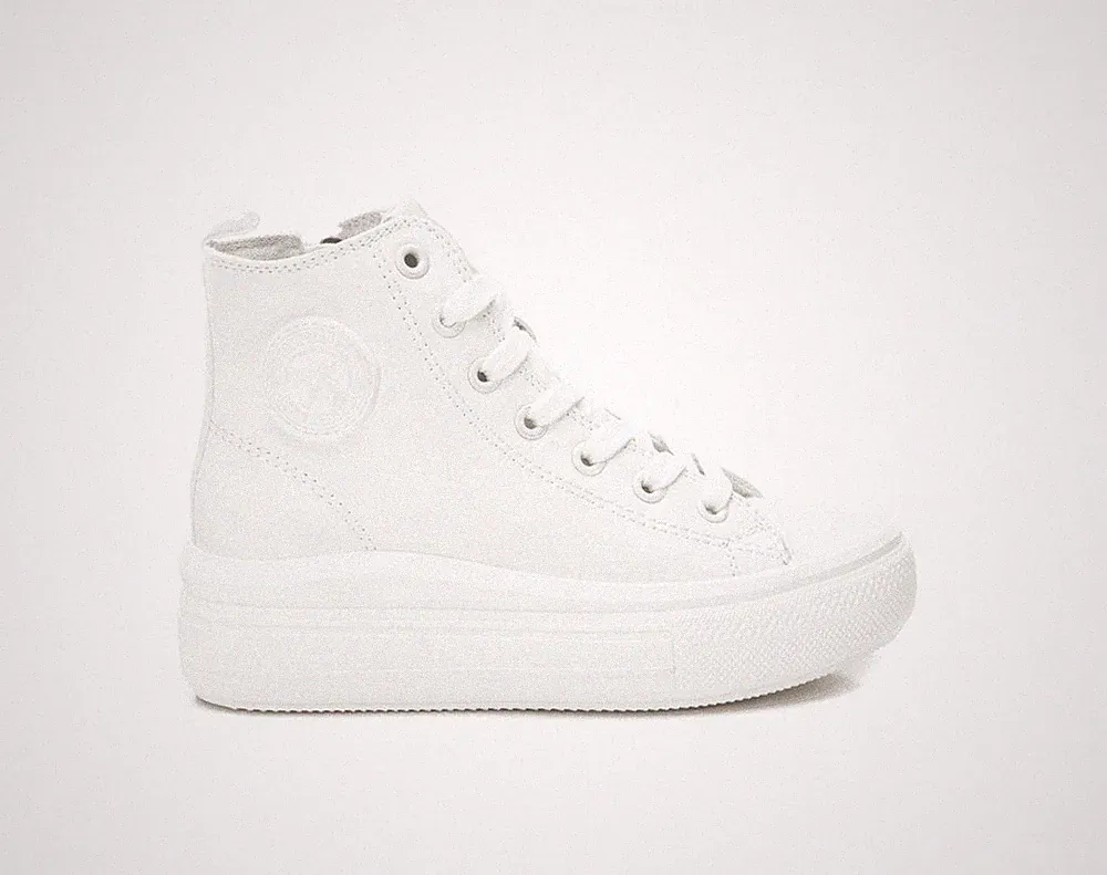 XTI Mädchen Mädchen Schuhe Sneaker High Keilabsatz Plateau Turnschuhe Weiß