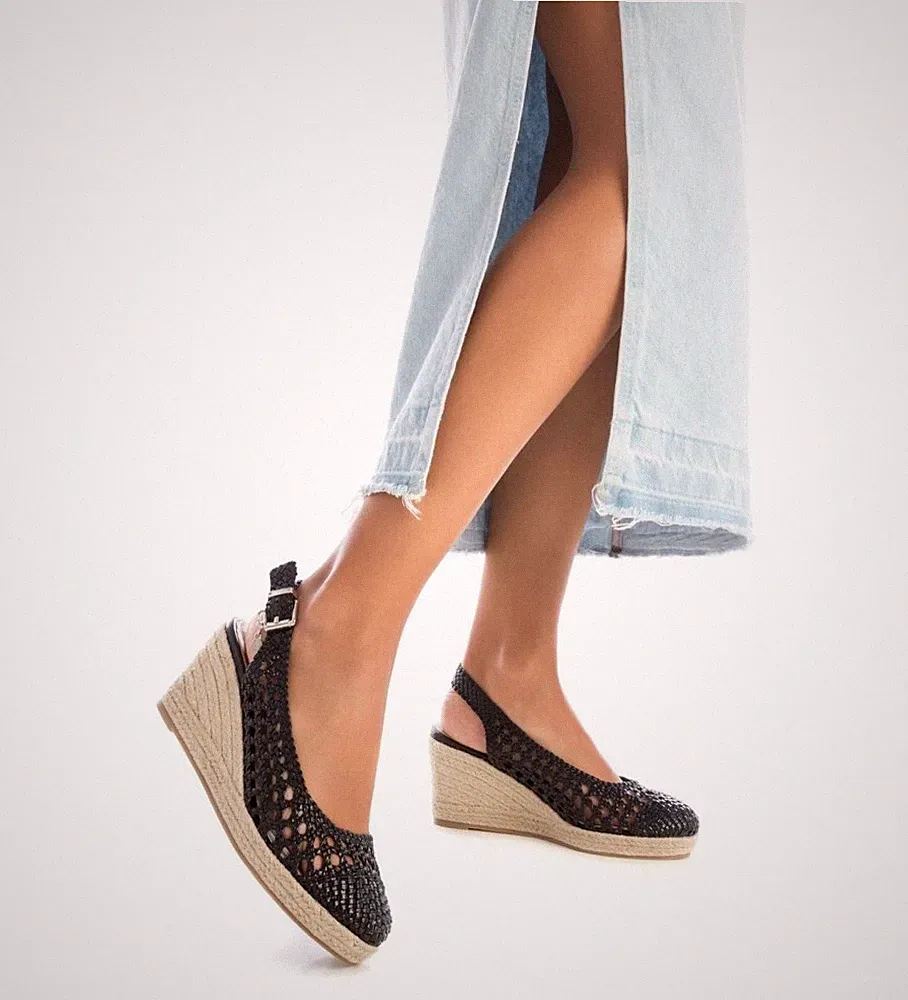 XTI SANDALE ESPADRILLES MIT KEILABSATZ DAMEN MÄDCHEN 142892 SCHWARZ KORDEL 36 BIS 41