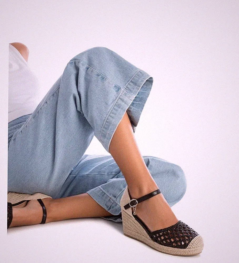XTI SANDALE ESPADRILLES MIT KEILABSATZ DAMEN MÄDCHEN 142893 SCHWARZ KORDEL 35 BIS 40