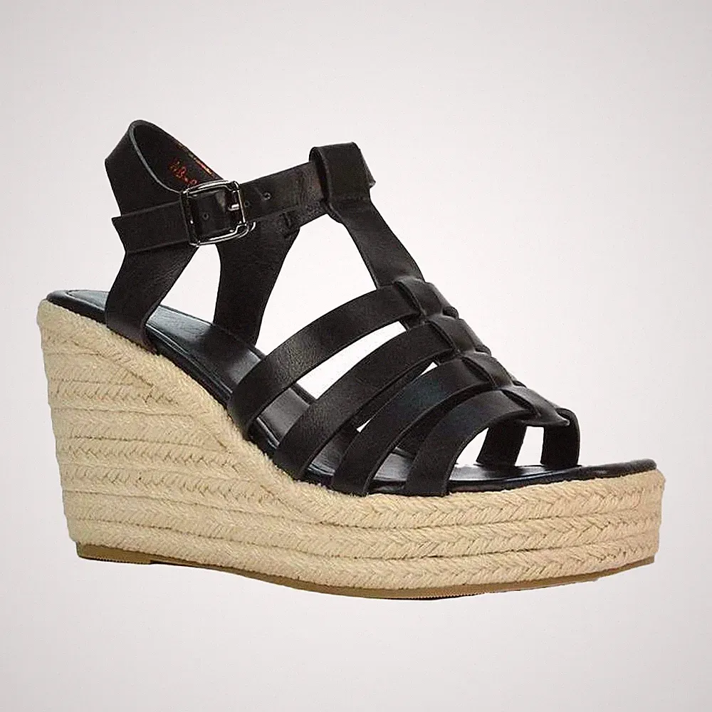 XY London - Damen Sandalen "Remi", Plattform-Absatz, Keilabsatz (XY402)