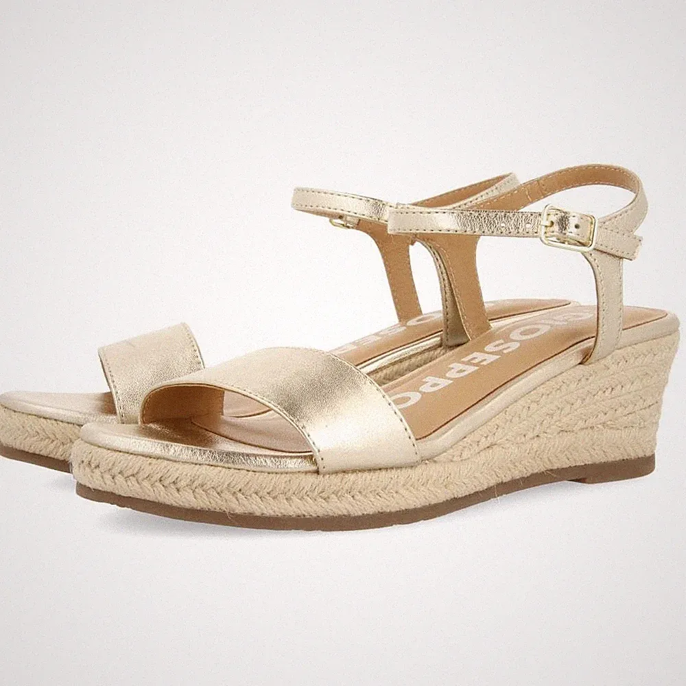 YALAHA Damen Espadrilles Keilabsatz Sandalen Platin, 37 EU, Platinfarben, 37 EU
