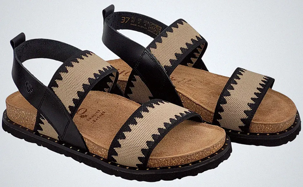 Yokono Sandalen Bolus-255 schwarz beige weiches Lederfußbett Sehr leicht!!!