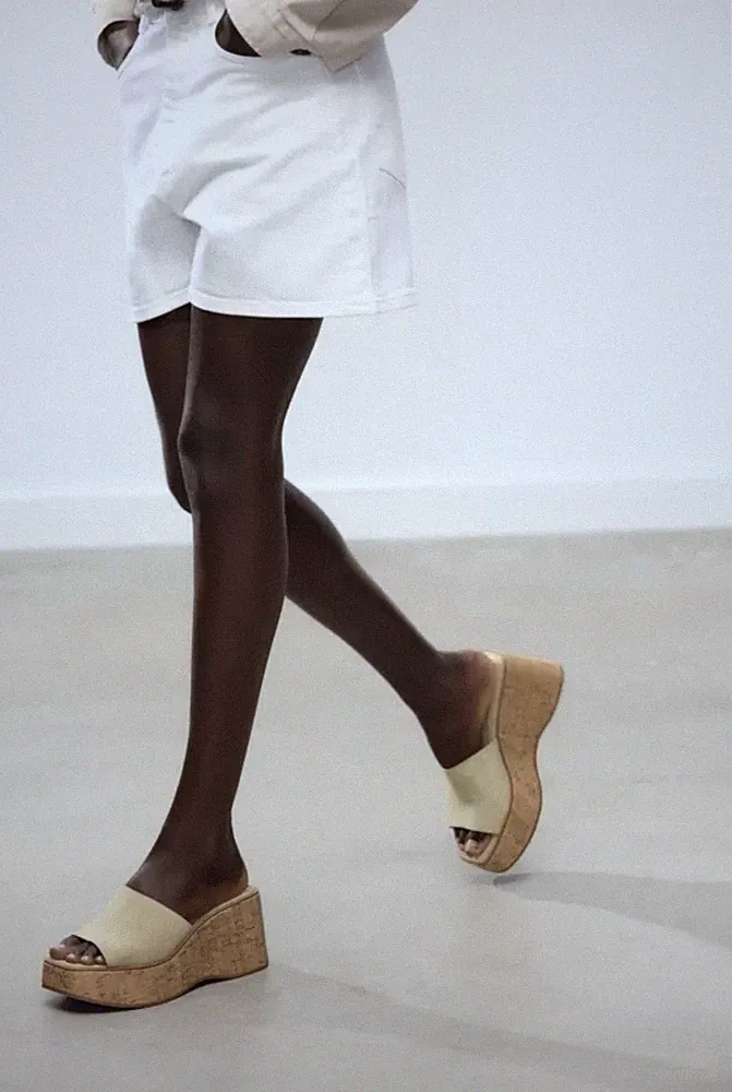 Zara SPLIT Damen Suede Sandalen Pantoletten Echt Leder Plateau Wedges Keilabsatz