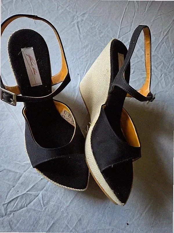 Zeppe alte Corda Made in Italy Keilabsatz Sandalen Seil Plateau Heels Neu