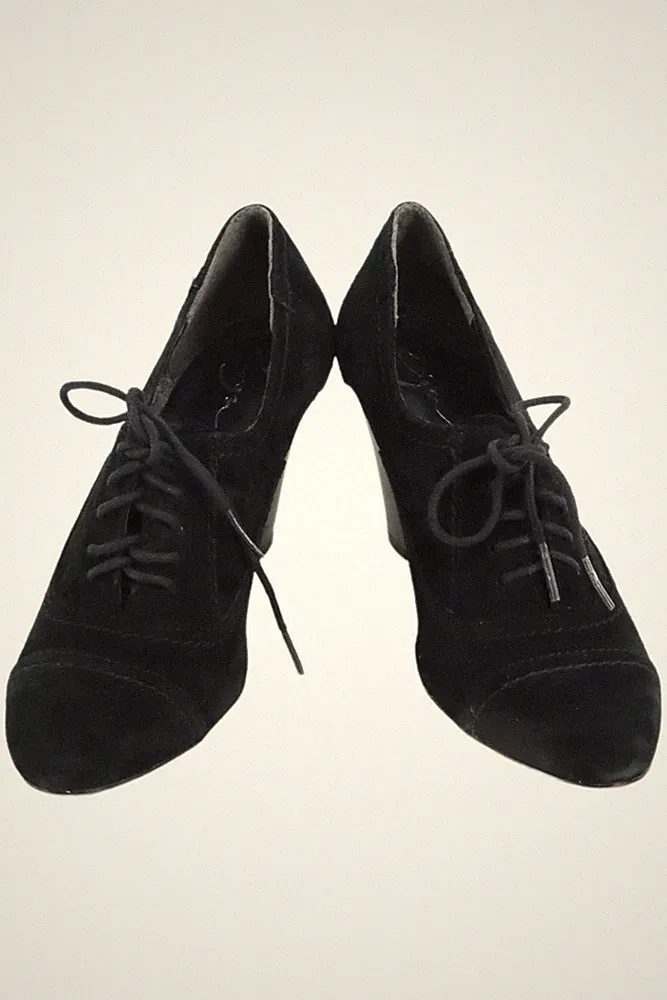 ZIGN Damen Wedges Gr. 38 Schwarz Elegant Schnürschuhe Keilabsatz