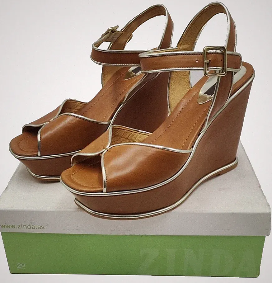 keilabsatz sandalen damen braun